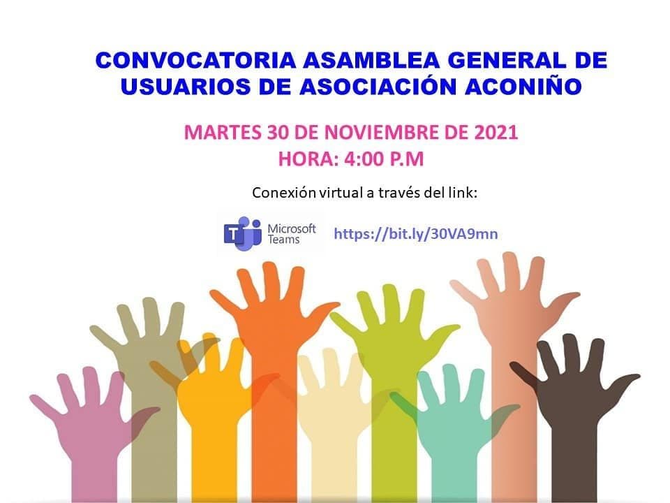 Convocatoria Asamblea General de Usuarios de Asociación Aconiño